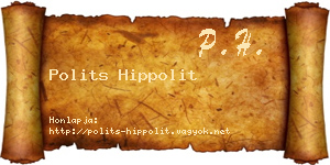 Polits Hippolit névjegykártya